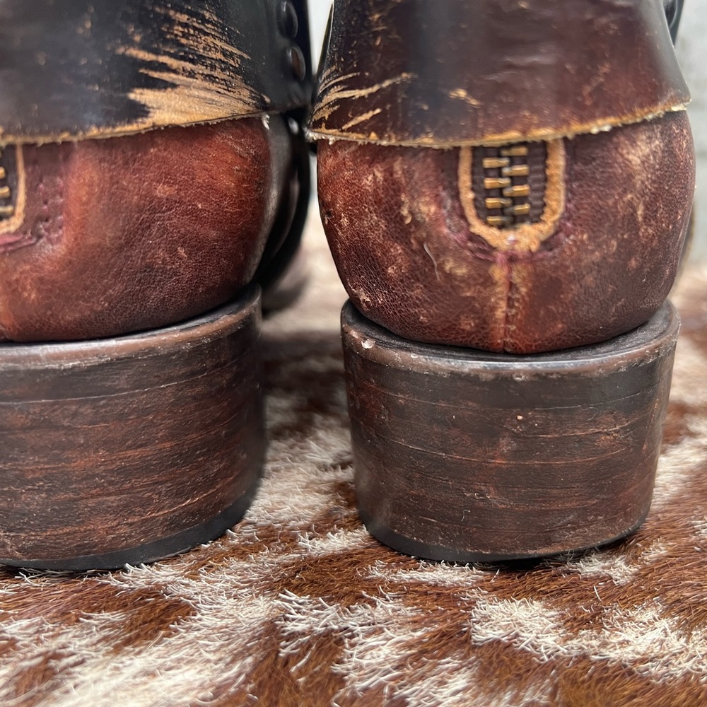 FREEBIRD PHILLY Tall Harness Boots in Distressed Rust Cowgirl - Picture 15 of 16